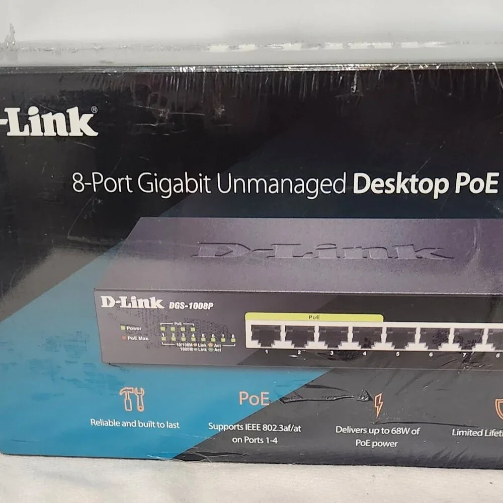 New Sealed - D-Link DGS DGS-1008P 8-Port Unmanaged Gigabit PoE Ethernet Switch